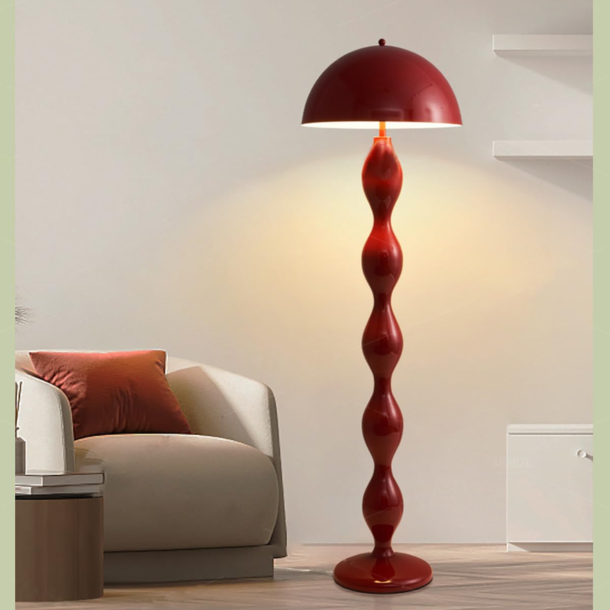 MIXL - Red Mushroom Floor Lamp with Metal Lampshade,Adjustable 3